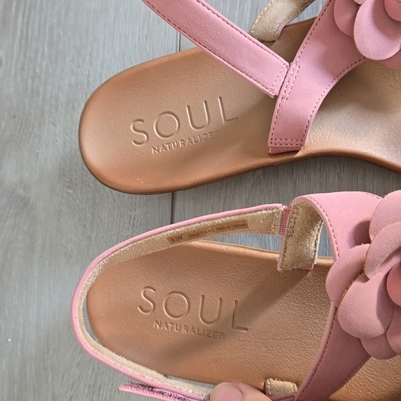 Soul Naturalizer Pink Floral Women's Sandals Bow Flower Shoes Sz 9.5M - Picture 4 of 10